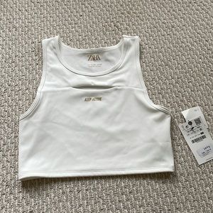 Zara Kids “keep active” logo white tank top with cutout  size 13-14